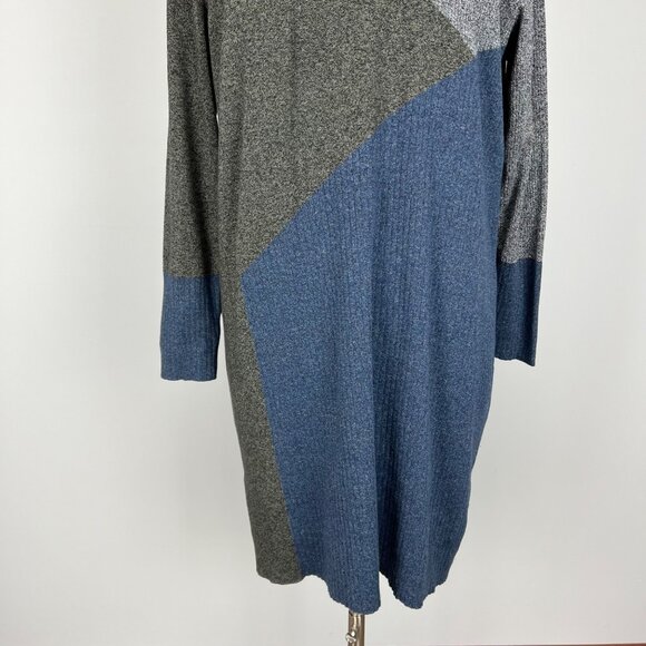 Nic Zoe Womens Long Sleeve Mock Neck Sweater Dress Colorblock Blue Gray size L - Picture 6 of 13